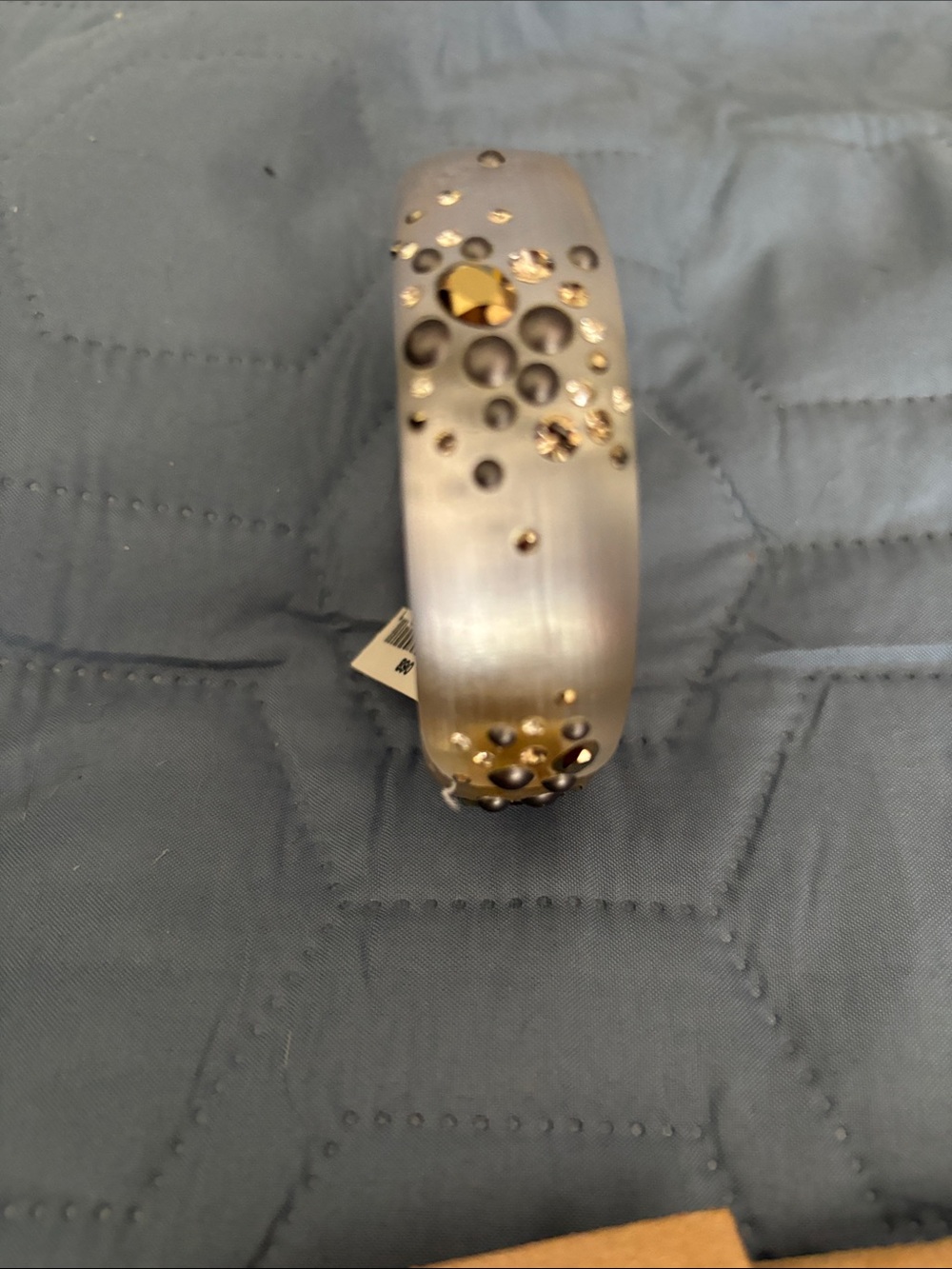 NEW with Tags Alexis Bittar Grey Lucite and Crystal Hinged Bangle. - Picture 5 of 16